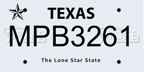 MPB3261 Texas License Plate
