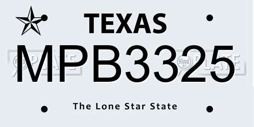 MPB3325 Texas License Plate