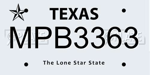 MPB3363 Texas License Plate