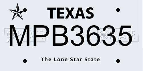 MPB3635 Texas License Plate