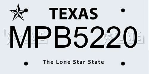 MPB5220 Texas License Plate