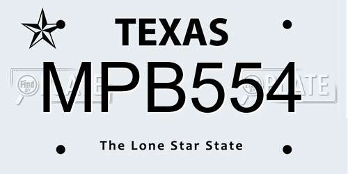 MPB554 Texas License Plate