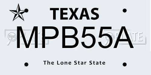 MPB55A Texas License Plate