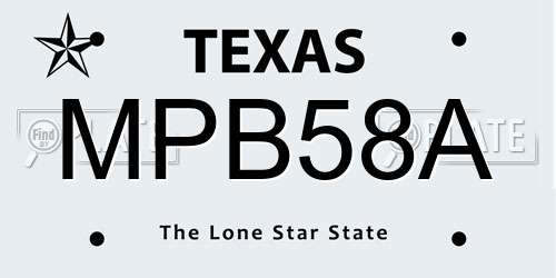 MPB58A Texas License Plate