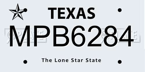 MPB6284 Texas License Plate