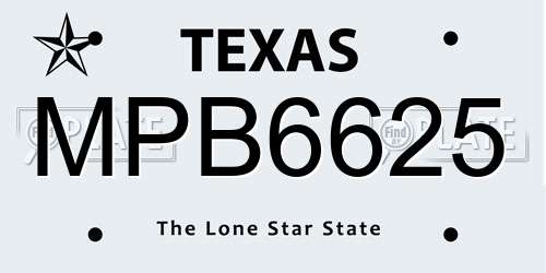 MPB6625 Texas License Plate