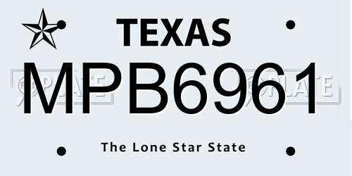MPB6961 Texas License Plate
