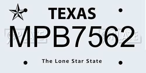 MPB7562 Texas License Plate