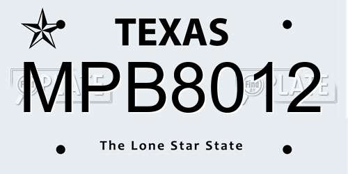 MPB8012 Texas License Plate