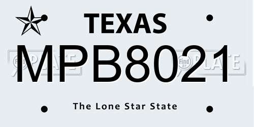 MPB8021 Texas License Plate