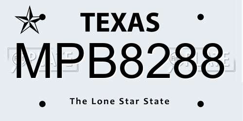 MPB8288 Texas License Plate