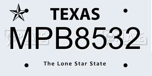 MPB8532 Texas License Plate