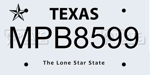 MPB8599 Texas License Plate