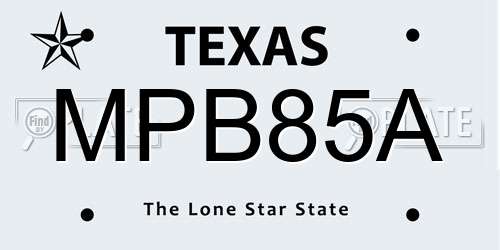 MPB85A Texas License Plate