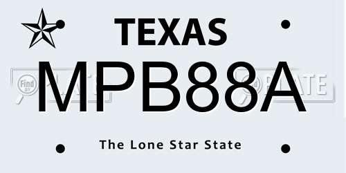 MPB88A Texas License Plate