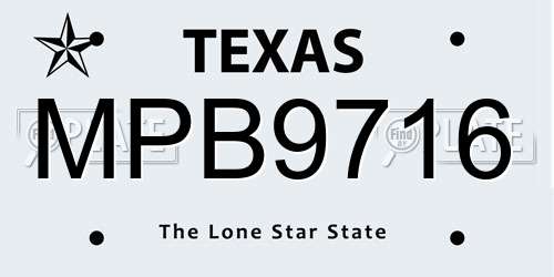 MPB9716 Texas License Plate