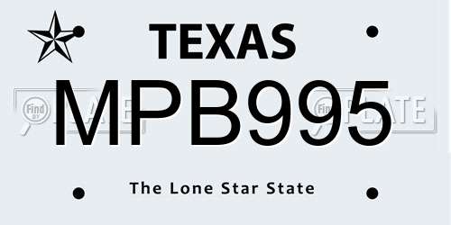 MPB995 Texas License Plate