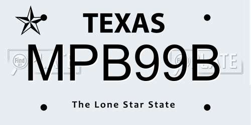 MPB99B Texas License Plate