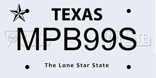 MPB99S Texas License Plate