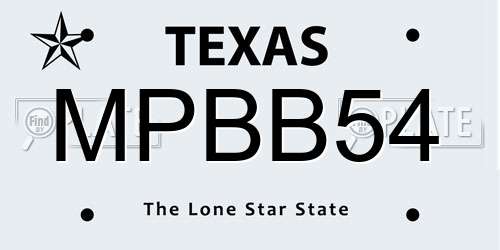 MPBB54 Texas License Plate