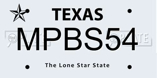 MPBS54 Texas License Plate