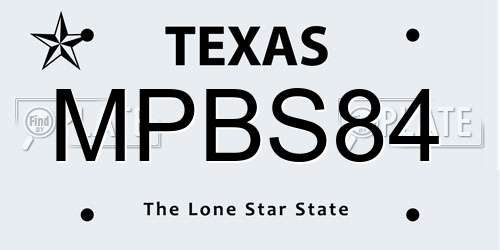MPBS84 Texas License Plate