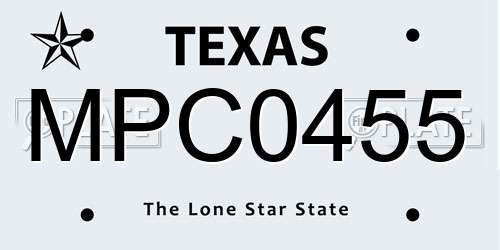 MPC0455 Texas License Plate