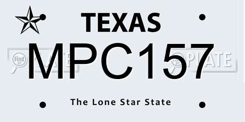 MPC157 Texas License Plate
