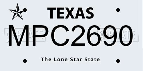 MPC2690 Texas License Plate