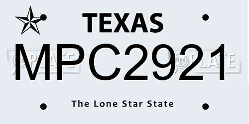 MPC2921 Texas License Plate