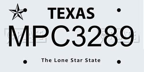 MPC3289 Texas License Plate