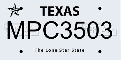 MPC3503 Texas License Plate