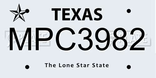 MPC3982 Texas License Plate