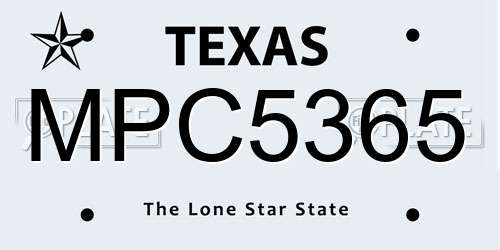 MPC5365 Texas License Plate