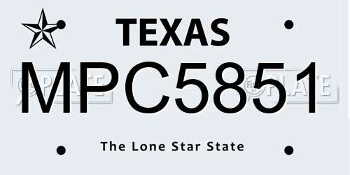 MPC5851 Texas License Plate