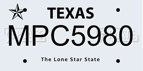 MPC5980 Texas License Plate