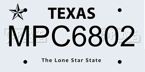 MPC6802 Texas License Plate