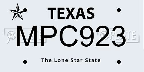 MPC923 Texas License Plate