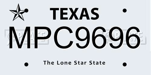 MPC9696 Texas License Plate