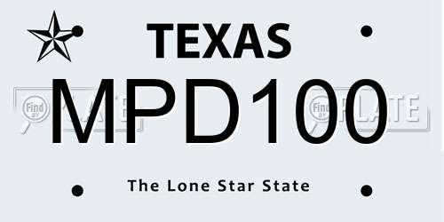 MPD100 Texas License Plate