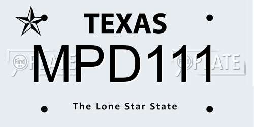 MPD111 Texas License Plate