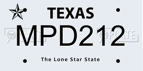 MPD212 Texas License Plate