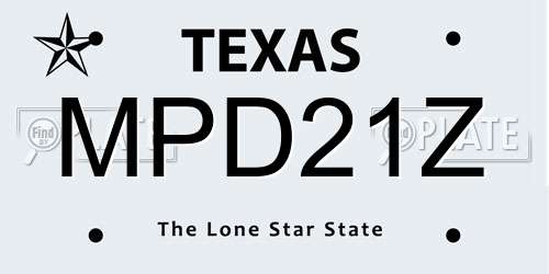 MPD21Z Texas License Plate