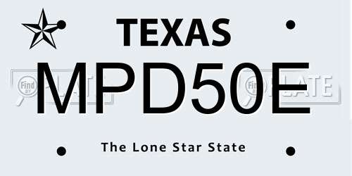 MPD50E Texas License Plate