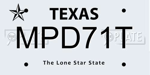 MPD71T Texas License Plate