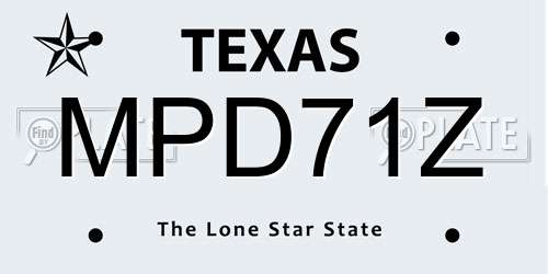 MPD71Z Texas License Plate