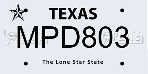 MPD803 Texas License Plate