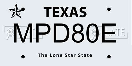 MPD80E Texas License Plate