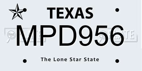 MPD956 Texas License Plate