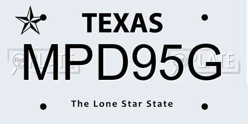 MPD95G Texas License Plate